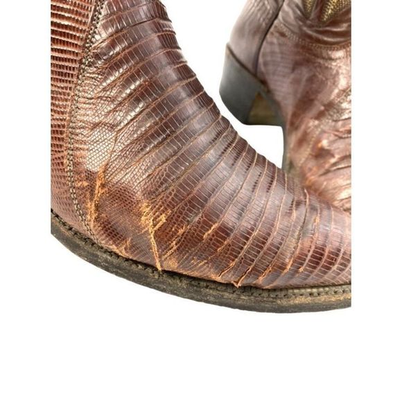 Justin Made in USA Brown Iguana Lizard Leather Pointed Toe Cowboy Boot Men’s 10D - Picture 5 of 7